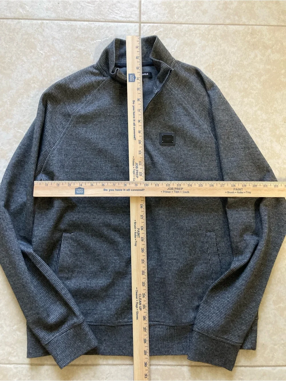 Karl Lagerfeld Men's Charcoal Gray Paris Full-Zip sweater track jacket